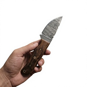 Cuchillo de acampada de hoja fija con punta de caída de acero de Damasco y mango de madera de 20 cm, cuchillo de supervivencia para exteriores DIY - Product Image 4