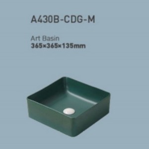 Lavabo de Cerámica Redondo Verde A432-CDG-M, Lavabo de Encimera de 430x430x130mm - Product Image 3