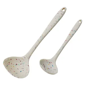 Utensile da cucina a punti colorati con mestolo in silicone antiaderente resistente al calore per bambini/adulti