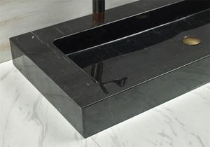 Lavabo Doppio in Marmo Moderno per Hotel, Rettangolare, Lucidato a Specchio, con Doppio Scarico e Doppia Vasca - Product Image 4