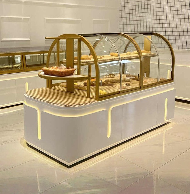 Plexiglass Glass Bakery Display Case LED Lighting Eco-Friendly Heavy Duty Customizable Countertop/Floor Stand for Supermarkets