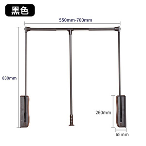 Appendiabiti telescopico verticale in alluminio con doppio ammortizzatore, per armadio, montaggio a parete/porta, per asciugare i vestiti - Product Image 3