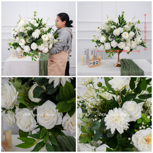 Flores Artificiales Blancas al por Mayor, Rosas y Plantas, Centro de Mesa en Forma de Bola, Arreglo Floral Artificial para Decoración de Recepciones - Product Image 3