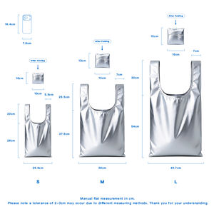 Bolsa de Compras Plegable Ecológica, Reutilizable, Reciclable, Plateada Metálica, Brillante, Personalizable al por Mayor - Product Image 2