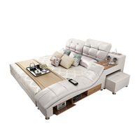 Lit en cuir réglable avec boîte de rangement, lit-siège, super grand king, 18 pièces