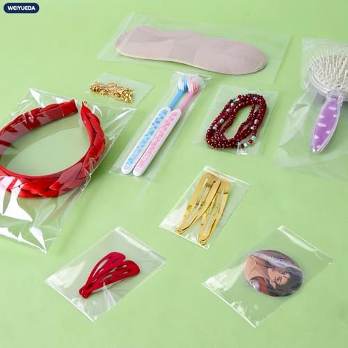 Macoota 200 Pcs 2"x4" Thick 1.6 Mil Clear Gravure Printed Self-Sealing Resealable Cellophane OPP Bags Heavy-Duty Adhesive Watch