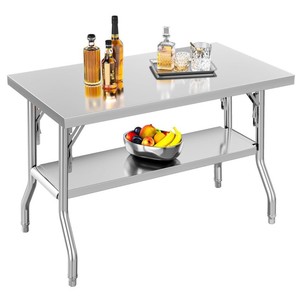 Stainless Steel Heavy Duty 2-Tier Foldable Workbench | Commercial <b>Kitchen</b> <b>Equipment</b> for Restaurant Hotel <b>Kitchen</b> Home - Product Image 1