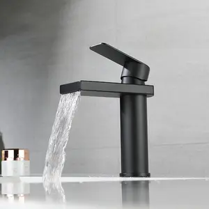 HONGDEC Nova torneira de pia de banheiro com cabo único de latão preto fosco torneira para pia de banheiro
