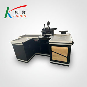Bancone Cassa Personalizzato in Acciaio e Legno dal Design Moderno con Nastro Trasportatore e Scaffalature, Antiruggine e Durevole per Supermercati - Product Image 6