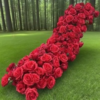 Guirlande de fleurs artificielles en soie rose, longue rangée de roses rouges et blanches, pour décoration de toile de fond de mariage et accessoires de centre de table