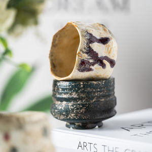 和風 不規則 手描き レストラン 陶器 ティーマグ レトロ リアクティブ釉 ハンドメイド 高級食器 取っ手なし 陶芸カップ - Product Image 4