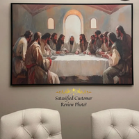 Impression sur toile encadrée personnalisée de la Cène, art mural moderne, peinture à l'huile, décoration chrétienne pour la maison, Christ et 12 apôtres