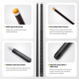Queue de billard universelle professionnelle en carbone |   Queue de billard polyvalente pour saut et coup de brise, en fibre de carbone haute performance - Product Image 2