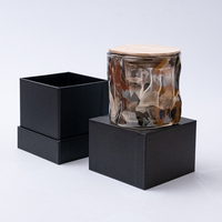 Décoration nordique personnalisée velas luxe irisé bougie pot large 10 oz pot unique en verre vide bougie navires avec couvercle et boîte