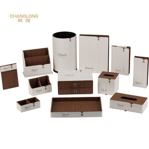 Ensemble en cuir <span class=keywords><strong>d</strong></span>'hôtel personnalisé de haute qualité avec plateau boîte à mouchoirs accessoires de <span class=keywords><strong>chambre</strong></span> <span class=keywords><strong>d</strong></span>'hôtel de qualité directement des fournitures <span class=keywords><strong>d</strong></span>'usine - Product Image 1