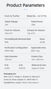 Ventilator Udara Segar Air S7 Pro Bidirectional untuk Plafon atau Dinding dengan Filter Hepa H13 - Product Image 5
