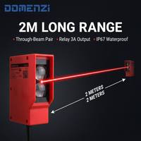 Domenzi E3K100-2M Capteur photoélectrique longue portée 2m, sortie relais 24V DC, infrarouge, pour barrière de portail et lavage de voitures