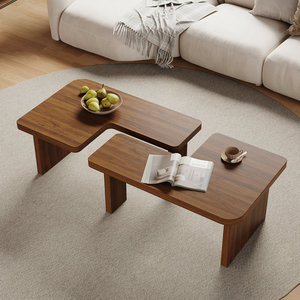 <span class=keywords><strong>Table</strong></span> <span class=keywords><strong>basse</strong></span> Kainice moderne en <span class=keywords><strong>bois</strong></span> <span class=keywords><strong>massif</strong></span>, 2 pièces, ronde, carrée, forme spéciale, adaptée au salon - Product Image 6