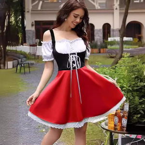 ชุดเดรสสไตล์บาวาเรียนสำหรับผู้หญิง ยี่ห้อ Yi Xiaoyi สีแดง ดำ ขาว เปิดไหล่ ชุดแสดงบนเวที ขนาดผู้ใหญ่ - Product Image 2