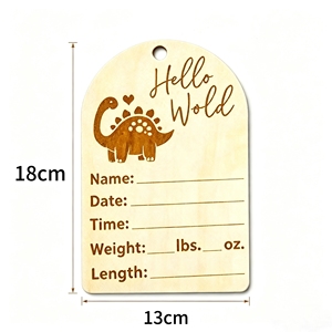 Disques de jalons de développement pour bébé de 12 mois, thème dinosaure, en bois, avec panneau d'<span class=keywords><strong>annonce</strong></span> de naissance, pour cadeau de baby shower et décoration intérieure - Product Image 5