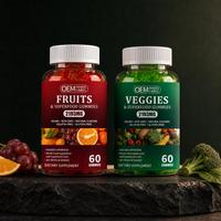 OEM Private Label Fruit en Groente Superfood Gummy Supplement Duo 2 x 60 Gummies Natuurlijke Smaken Vegan Glutenvrij