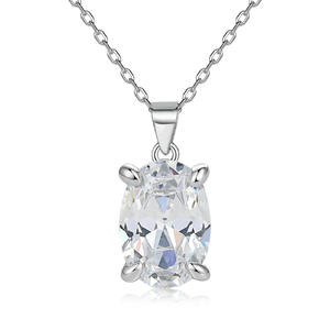 Mode bijoux fins S925 en argent Sterling ovale zircone pendentif collier boucles d'oreilles anneau ensemble de bijoux ensemble de bijoux de mariage de mariée - Product Image 4