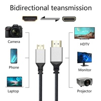 Câble multimédia Micro Mini HD Premium 4K 60Hz en nylon tressé TPU plaqué or double mâle de 0,3 m à 10 m pour projecteur PC