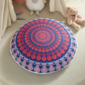 超大曼陀罗成人冥想枕头时尚曼陀罗图案冥想垫100% 手工印花有机棉