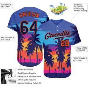Camiseta de Béisbol Hawaiana Personalizada con Cuello en V, Palmeras Tropicales Sublimadas, Transpirable, Unisex, Ropa Deportiva para Adultos - Product Image 3