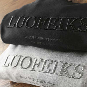 T-shirt Personalizzata con Ricamo, Maglietta Bianca Oversize in Puro Cotone, Ricamo 3D, Effetto Vintage Lavato all'Acido, T-shirt da Uomo - Product Image 1