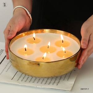 Giare Portacandela Rotonde Grandissime in Ceramica di Lusso Dorate Personalizzate all'Ingrosso, Ciotola Portacandela Stile Impastiera, Idea Regalo di Natale e Decorazione per la Casa - Product Image 2