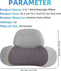 Masajeador de Cuello 3 en 1 con Calor, Masajeador Cervical de Tracción, Almohada de Masaje de Cuello con Espuma Viscoelástica - Product Image 3