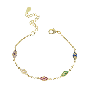 Nuevo Juego <span class=keywords><strong>de</strong></span> 5 Pulseras <span class=keywords><strong>de</strong></span> Cadena con Dijes <span class=keywords><strong>de</strong></span> Ojo Turco, Micro Pavé, Coloridas, con Circonitas Cúbicas, Lindas y Encantadoras - Product Image 2