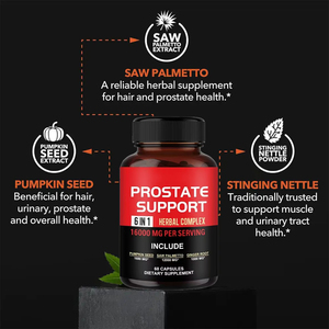 Suplemento Dietético para la Salud de la Próstata Masculina, Complejo Herbal 6 en 1 de 16000 Mg con Semillas de Calabaza y Saw Palmetto en Cápsulas - Product Image 5