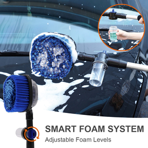 Brosse de lavage de voiture rotative 3-en-1 à alimentation hydraulique avec distributeur de savon, pistolet pulvérisateur, brosse rotative automatique à 360°, kit de <span class=keywords><strong>nettoyage</strong></span> de voiture à long manche - Product Image 4