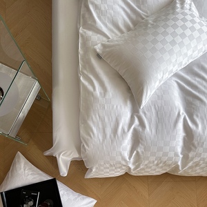 Sanhoo Nữ Hoàng tấm thiết lập 4pcs sang trọng Trắng Khăn trải giường 400 chủ đề đếm bông khách sạn tấm bộ đồ giường đặt - Product Image 2