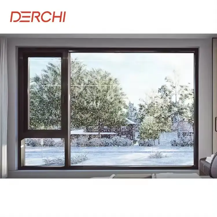 Cửa sổ nhôm 2mm hồ sơ pháp cửa sổ kính cường lực đôi được chứng nhận năng lượng hiệu quả cửa sổ