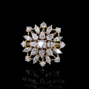 Golden Blossom Ring-Oro amarillo de 14K/18K, Diamante cultivado en laboratorio, Anillo, Vintage Floral, Mujer - Product Image 1