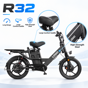 จักรยานบรรทุกไฟฟ้า R32 มอเตอร์ฮับหลัง ระบบกันสะเทือนคู่ โครงเหล็ก เบรกดิสก์ เบาะนั่งขนาดใหญ่เพื่อความสบาย จักรยานส่งของระยะไกล - Product Image 1