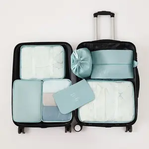 Özel TL2509 7 adet katlanır bagaj saklama çantası toptan seyahat çantası organizatörler özelleştirilmiş ambalaj küpleri üreticisi