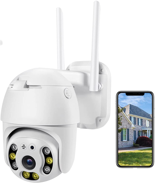 Pan Tilt Outdoor Security Camera, 1080P Home WiFi IP Camera, 1080P PTZ Dome Home Surveillance Camera with Night Vision