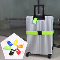 Ensemble de sangles de bagages, ceintures de valise réglables, étiquettes de bagages en silicone, étiquettes de valise de voyage avec carte d'identité