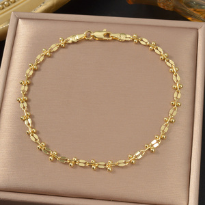 Silky Shimmering Slim Interlocking Geometric Trendy 18K Gold Plated <b>Copper</b> Alloy Women's <b>Bracelet</b>-Dignified Bulk Wholesale - Product Image 5