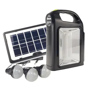 Kit di illuminazione solare portatile di emergenza con luce anteriore e luce laterale con 3 lampadine