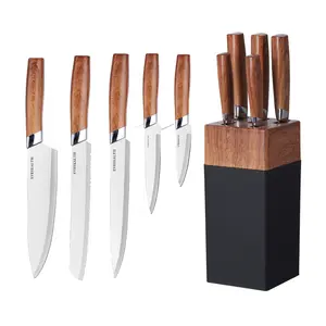 Knife Set 6 Pieces Knife Sets for Kitchen Cooking Stainless Steel Meat Cleaver Kitchen Chef Knives Block Set