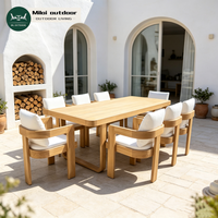 Ensemble de mobilier de jardin en teck massif résistant aux intempéries pour terrasse, villa, resort, table et chaises d'extérieur