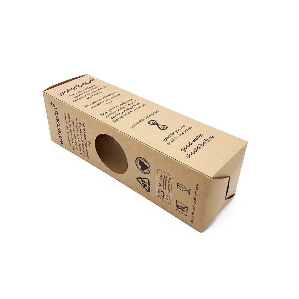 Boîte de papier cadeau imprimé à conception personnalisée BASSE quantité minimale de commande Boîte d'emballage pour bouteille à boire en carton de papier kraft brun