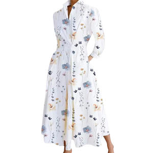 Hot Popular Plus Size Commuting Fashion POLO Collar Long Sleeves Loose Hem <strong>Dress</strong> Fashion High Waist Flowy Maxi <strong>Dress</strong> for Women - Product Image 4