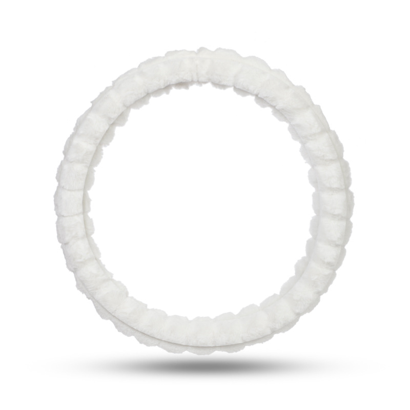 Rabbit fur puff pastry white steering wheel