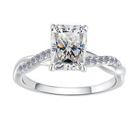 Bague de fiançailles en argent sterling S925 avec moissanite taille radiant, certificat GRA, couleur D, VVS1, pavé torsadé, pour femme